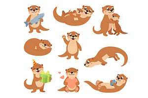 Cartoon funny otters. Adorable otter, an Animal Illustration by LadadikArt