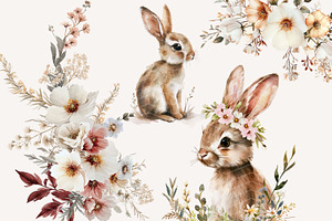 Bunnies And Wildflowers Clipart