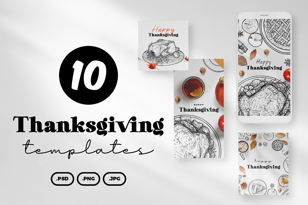 Thanksgiving social media templates, a Social Media Template by MuzaInspires (Photo 1 of 2)