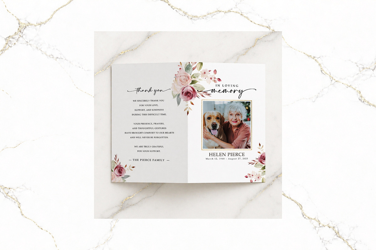Funeral Bifold Program Canva FR008, a Brochure Template by TyphoonStudio (Photo 5 of 9)