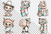 Whimsical Summer Cat Clipart, an Illustration by SVGArt (Thumbnail 4 of 9)