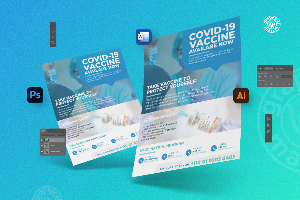 Covid Vaccine-19 Flyer, a Flyer Template by GraphicalMarket (Photo 3 of 4)
