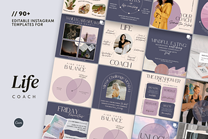 90+ Life Coach Social Media Template, a Social Media Template by Glow Muse Studio