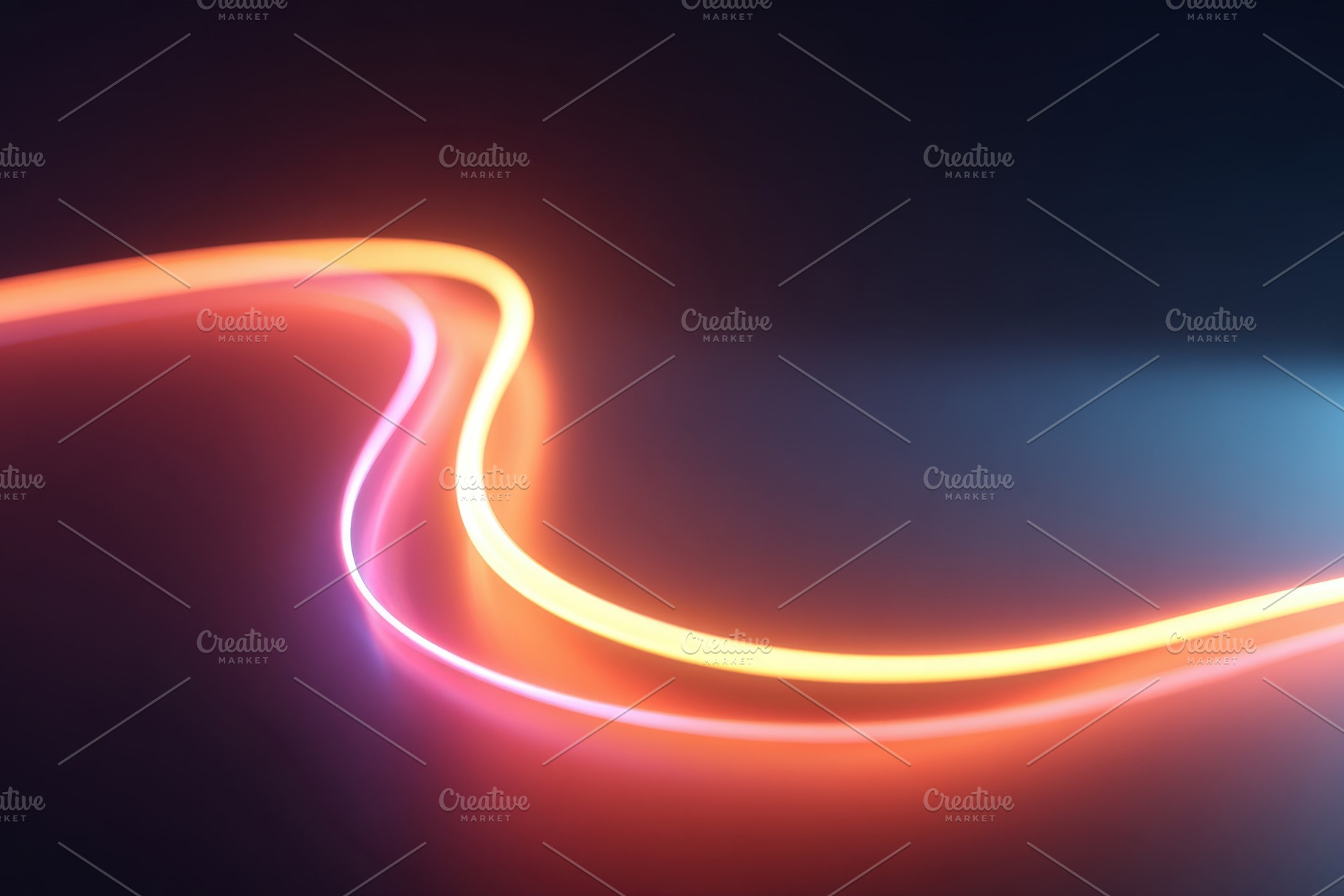Vibrant neon light wave on dark background, an Abstract Photo by AlyaAnd