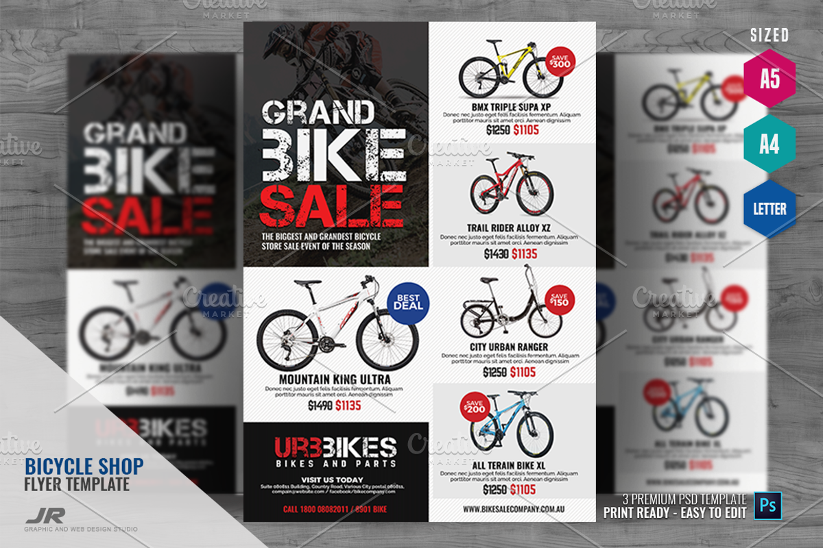 Bicycle Shop Promo Flyer, a Flyer Template by PSDPixel (Photo 1 of 5)