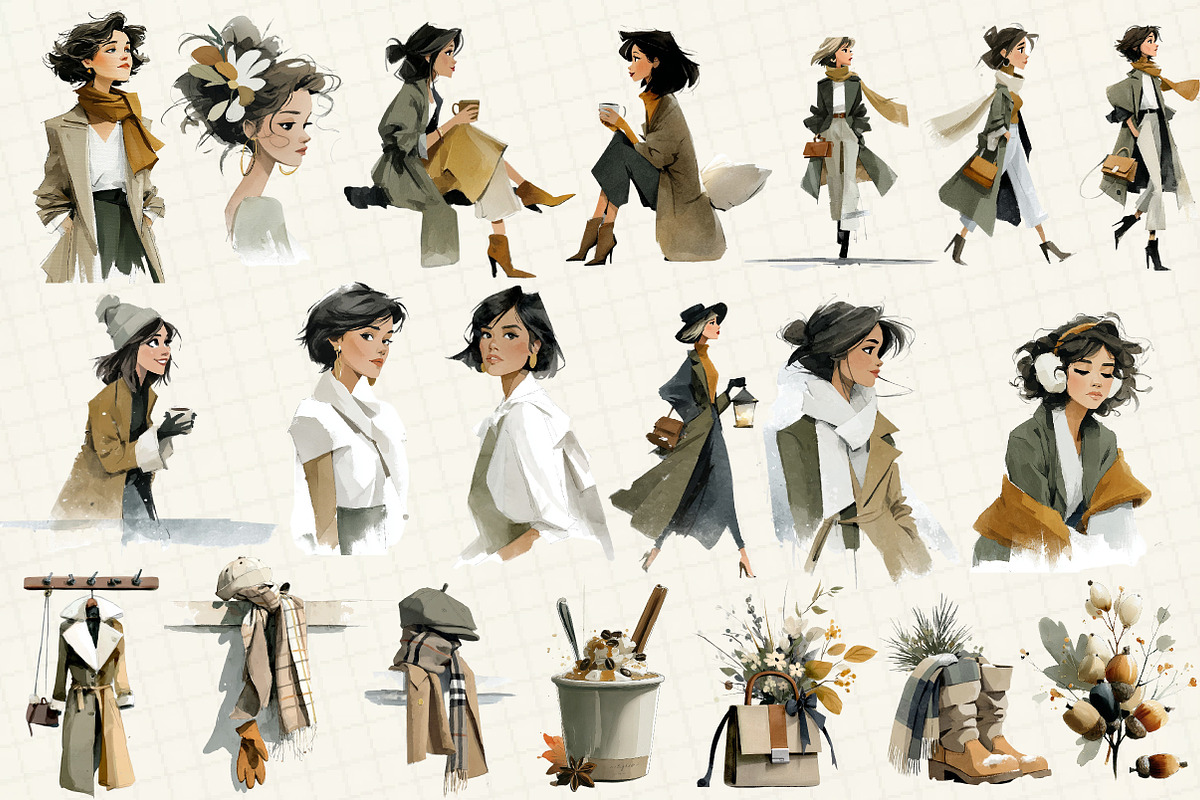 Winter Watercolor Clipart Set, an Illustration by DreamCafeArt (Photo 2 of 6)