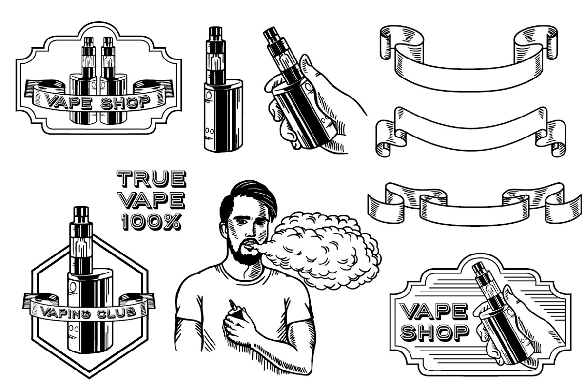 Vape shop logo, labels templates, a Branding & Logo Template by Art Loft (Photo 3 of 4)