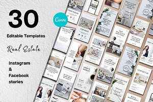 Real Estate Instagram stories. Canva