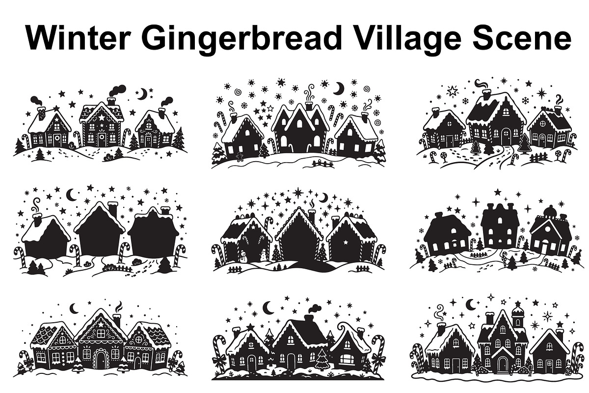 Gingerbread Winter Village Set, an Object Graphic by Creativeshirt (Photo 1 of 3)
