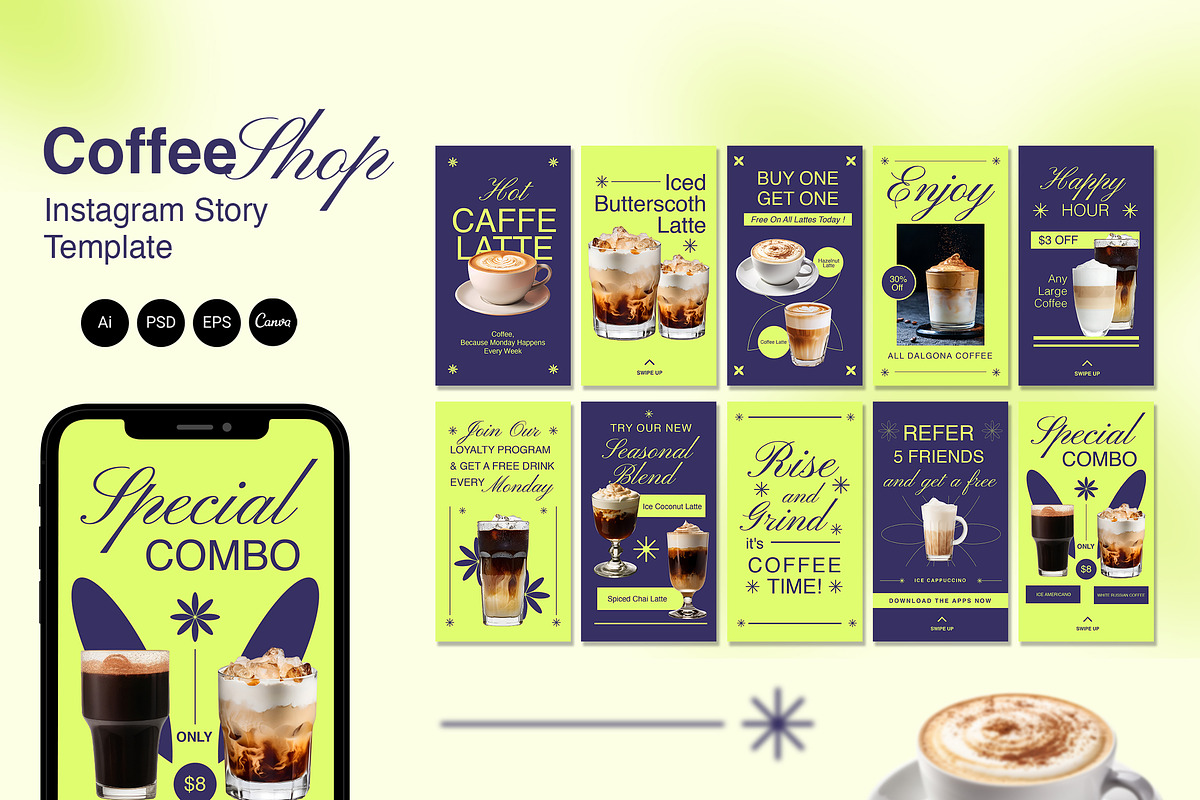 Vibrant Coffee Shop Instagram Story, a Social Media Template by Jiwstudio (Photo 1 of 3)