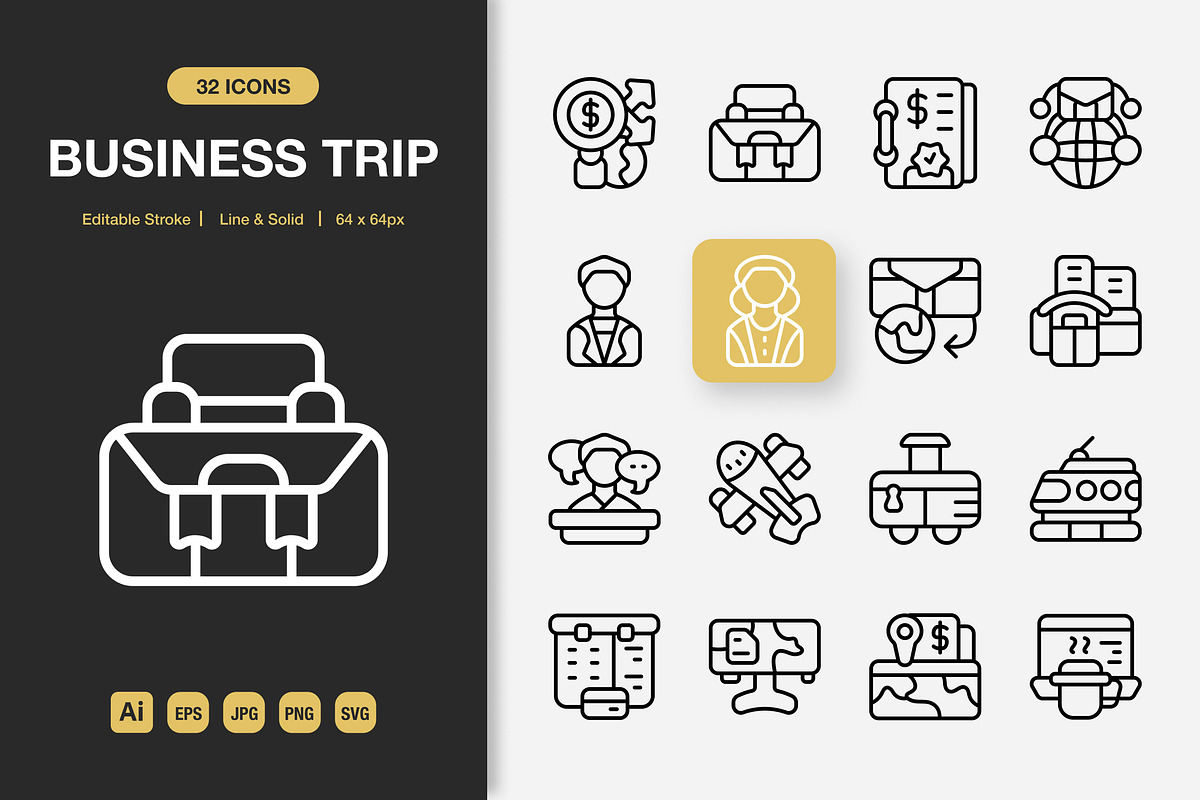 Business Trip Icons, an Icon by Spacepixel Creative (Photo 1 of 3)