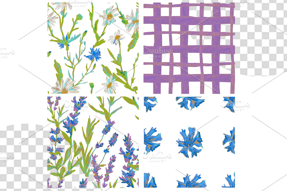 Hand Drawn Crayon Wildflowers, a Pattern Graphic by Lucyinyourheart (Photo 8 of 10)