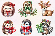 Cute Animals Christmas Clipart, an Illustration by Dream Creation (Thumbnail 4 of 7)