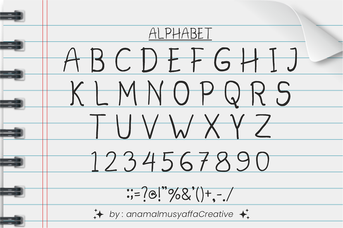 Premium Notes - Handwritten Font, a Handwritten Font by KiddoGlyphs Studio (Photo 4 of 4)