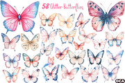 Blush and Blue Glitter Butterflies, an Illustration by DreamCafeArt (Thumbnail 1 of 7)