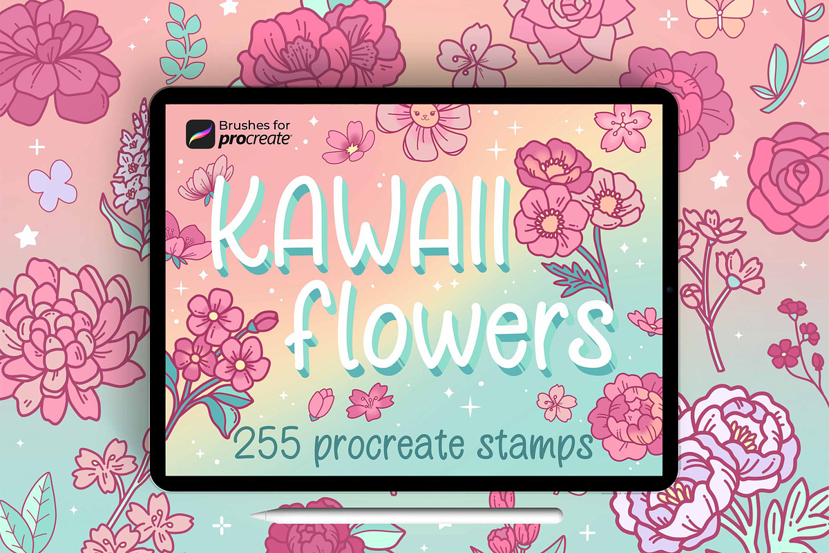 250+ Procreate kawaii flower stamps, a Brush Add-On by laura.design (Photo 1 of 7)