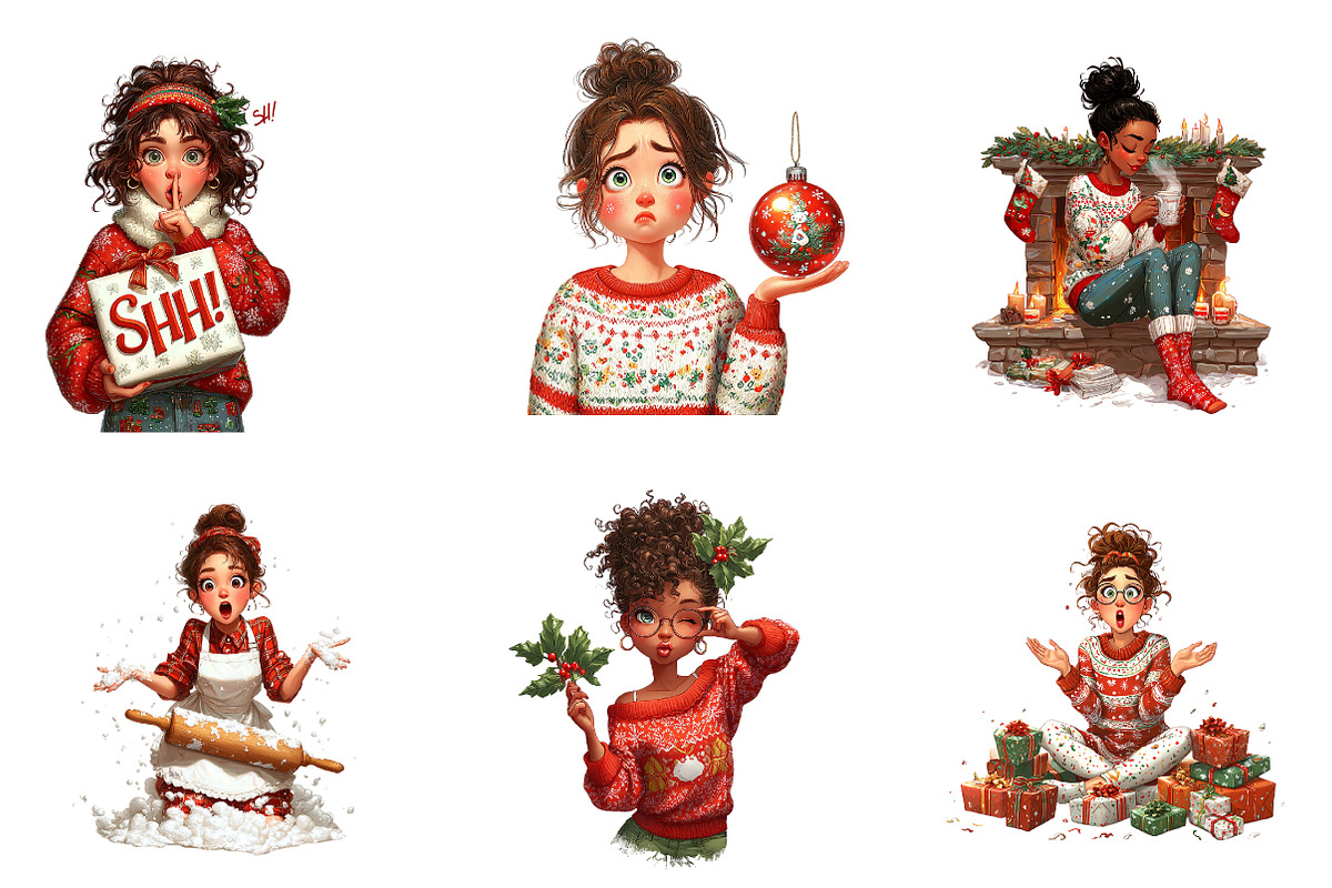 Quirky Christmas Girl Clipart, an Illustration by CreationArt (Photo 3 of 4)