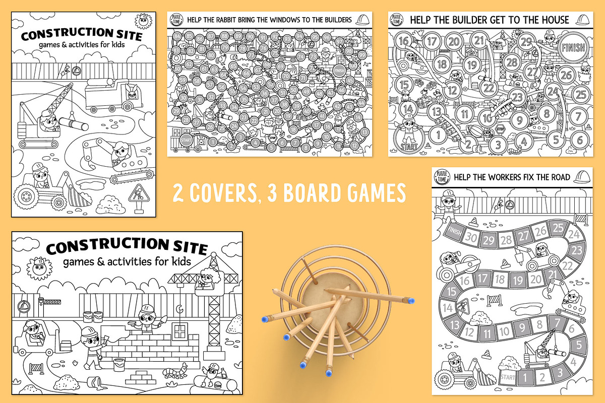 Construction site coloring games, an Education Illustration by Lexi Claus (Photo 2 of 15)