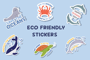 Eco stickers with texts pack, an Animal Illustration by Sabina_Ava