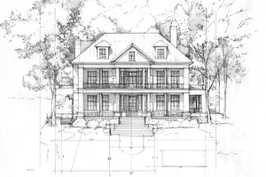 A detailed architectural sketch of a classic two-story Antebellum style house,, an Architecture Photo by Textures & Backgrounds