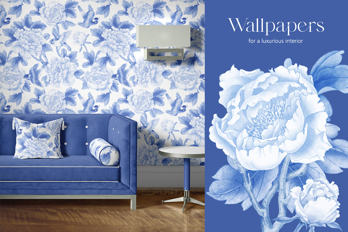 PEONIES AND BIRDS, a Pattern Graphic by Kate Demyanovska (Photo 6 of 10)