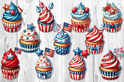 35 Patriotic Watercolor Cupcake Set, an Object Graphic by V Design Creator (Thumbnail 4 of 10)