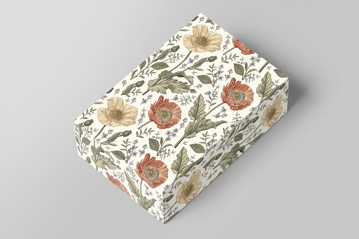 Seamless Set Flowers Poppy Poppies, a Pattern Graphic by Vintage (Photo 6 of 11)