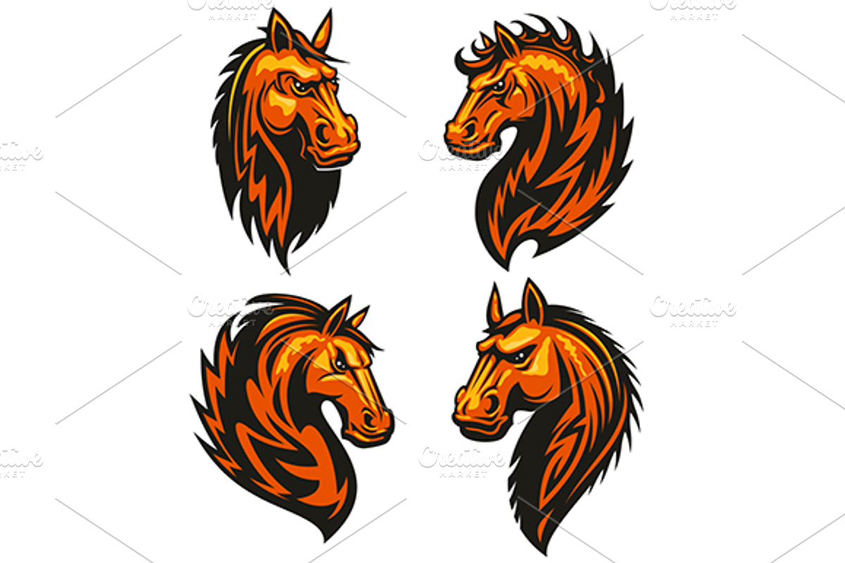 Stylized horse heraldic emblems, a Graphic by Vector Tradition
