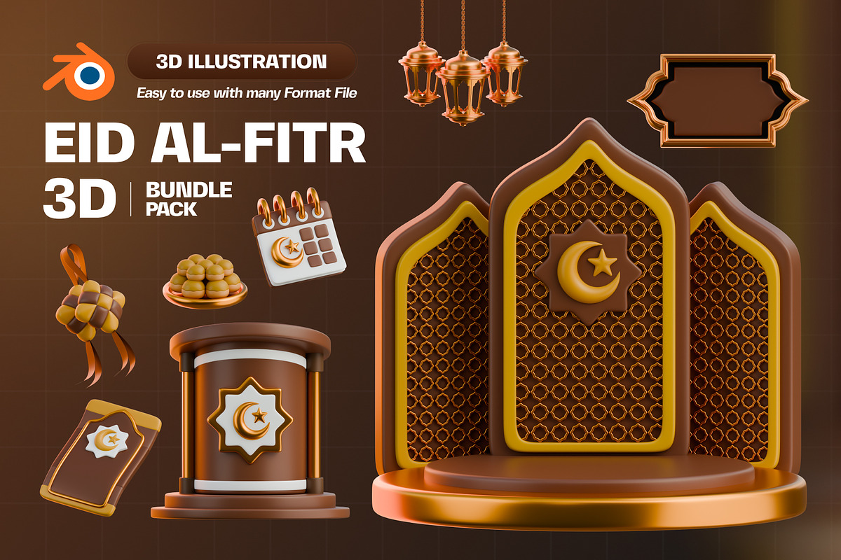 Eid Al-Fitr 3D Illustration Pack, an Object 3D Model by Tempcraft (Photo 1 of 5)