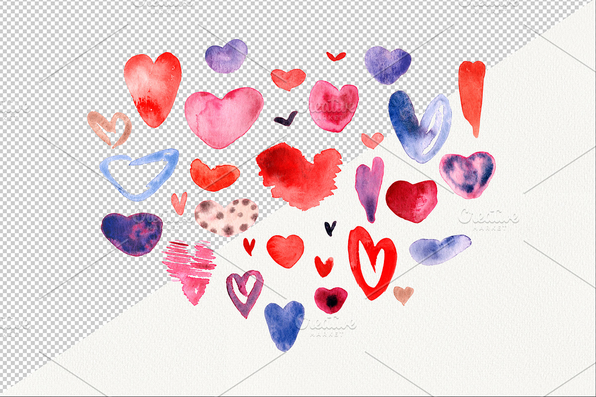 32 watercolor Hearts PNG,SVG,AI, a Seasonal Illustration by ZinchArt (Photo 2 of 3)
