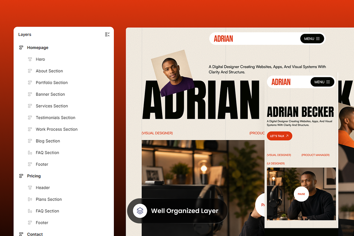Adrian - Personal Portfolio Website, a Landing Page Template by SLAB! Design (Photo 2 of 5)