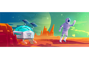 Astronaut On Alien Planet Landscape