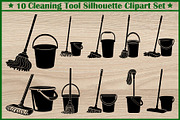 12 Cleaning Tool Silhouette Set, an Illustration by BIPLOB EXPERT (Thumbnail 1 of 4)