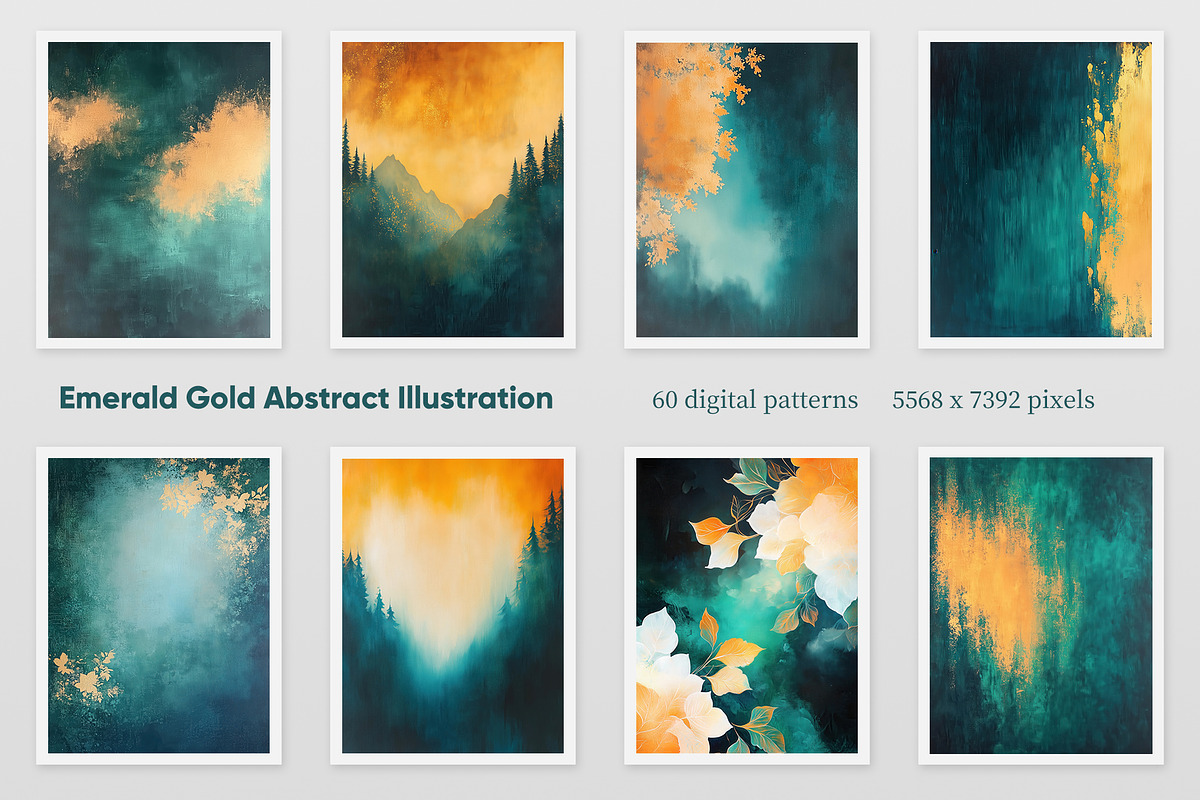 Emerald Gold Abstract Illustration, a Decorative Illustration by Housui Patterns (Photo 3 of 9)