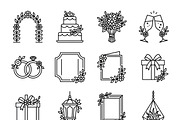 Bundles Set Floral Wedding Icons, an Outline Icon by adenpinkstore (Thumbnail 22 of 44)