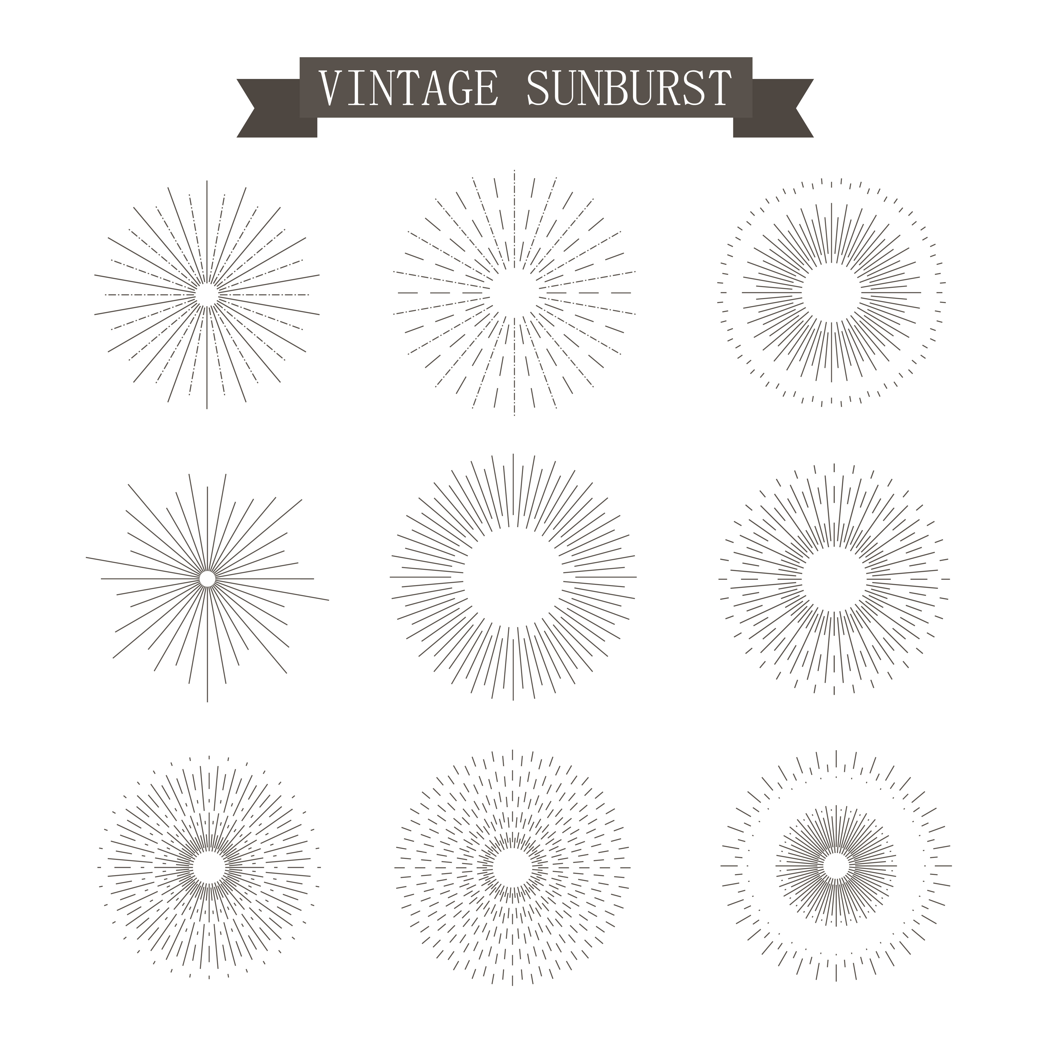 Sunburst Vintage Icons by Dolvalol  Creative Market