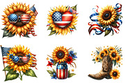 4th of July Sunflower Clipart, an Illustration by DreamArtGraphic (Thumbnail 2 of 4)