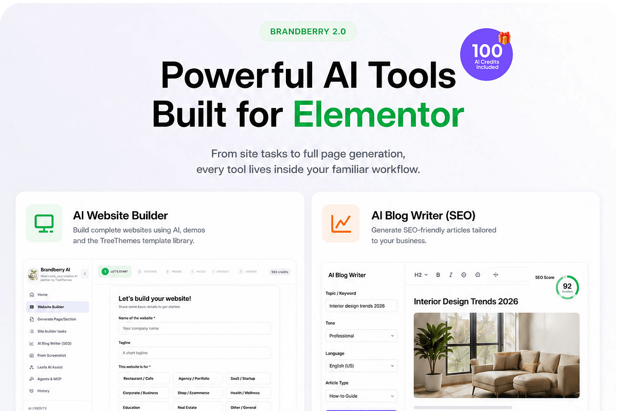 Brandberry Elementor WordPress Theme, a WordPress Template by treethemes (Photo 5 of 11)