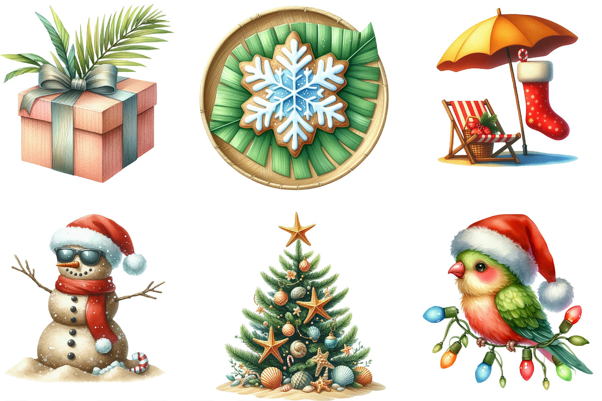Watercolor Christmas in July Clipart, an Illustration by Designking (Photo 3 of 4)