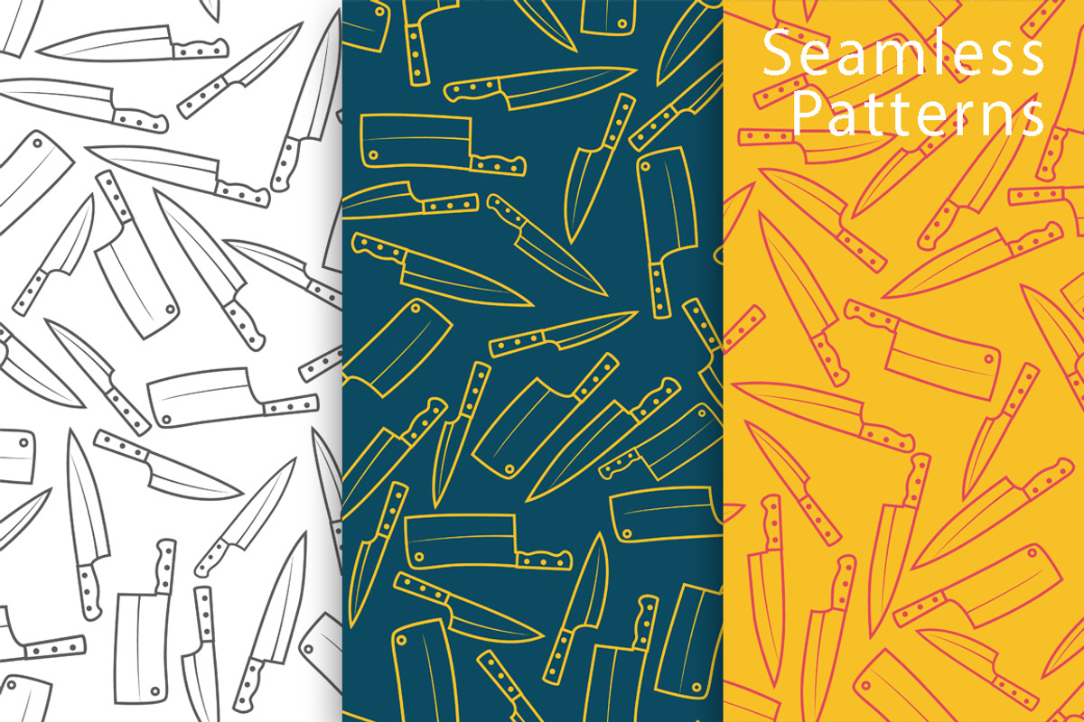 Kitchen Knives Seamless Pattern, a Pattern Graphic by idimair