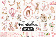 Pink Woodland Clipart Bundle, an Animal Illustration by PaintPixelCo (Thumbnail 1 of 18)