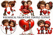 Whimsical Valentine Couple Clipart, an Illustration by OK Design (Thumbnail 2 of 6)