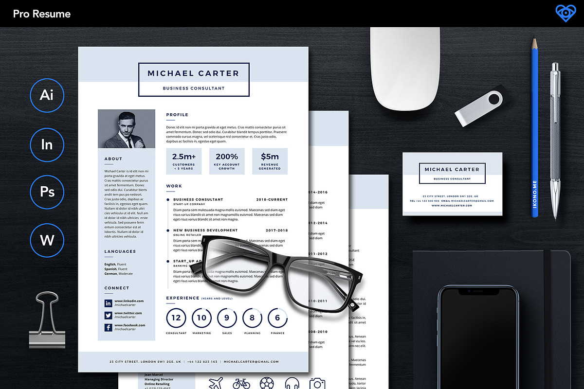 PRO Resume 1, a Resume Template by ikono.me (Photo 2 of 5)