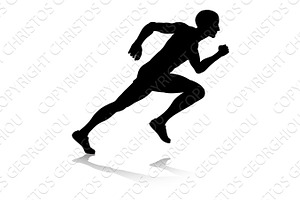 Silhouette Runner Sprinting or Running, a Healthcare Illustration by Christos Georghiou