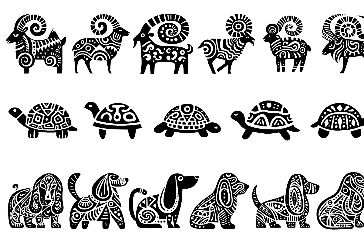 Vintage Animals and Fish Folk Art, an Illustration by devastd (Photo 13 of 30)