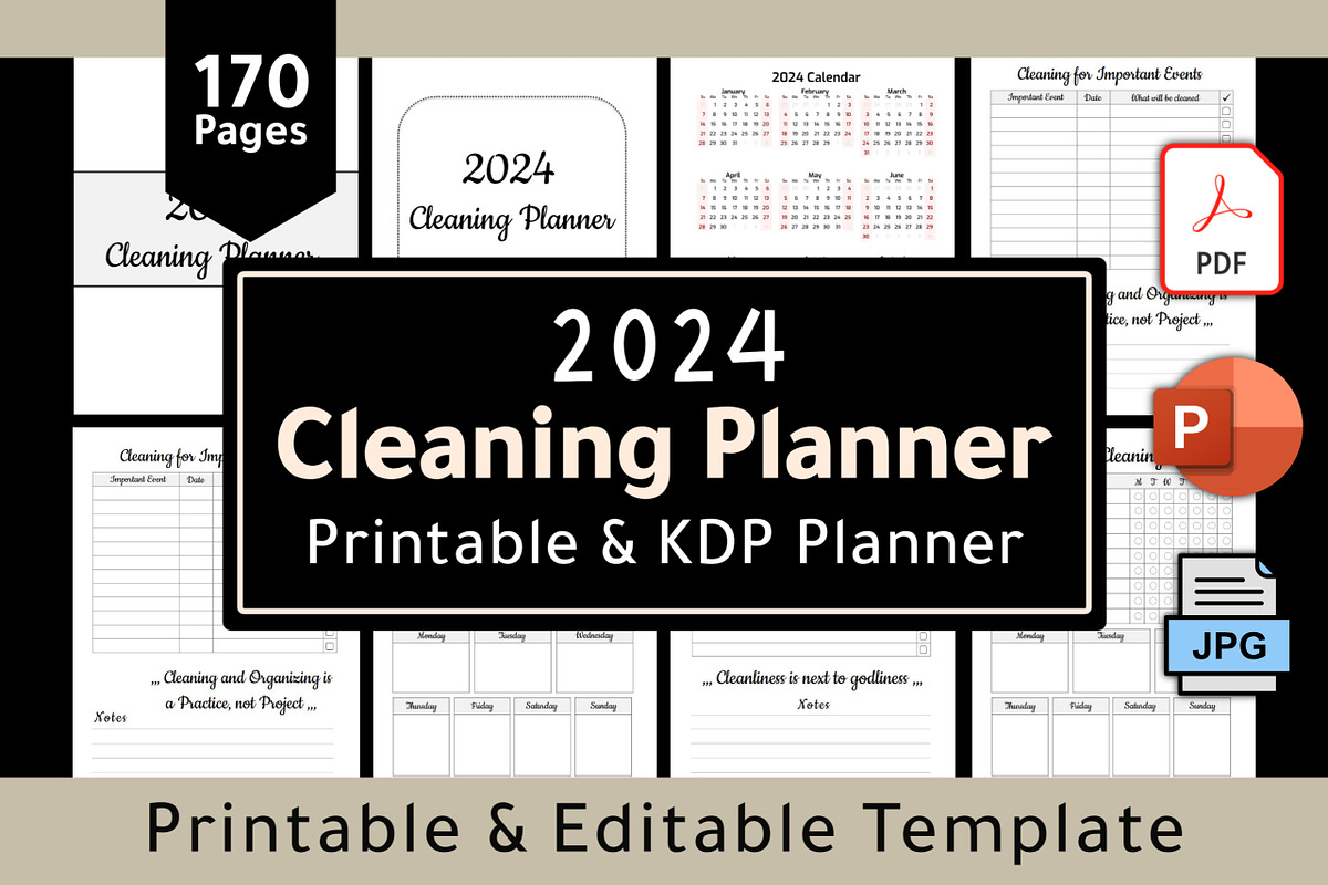 Editable Cleaning Planner Template, a Print Template by POC Digital (Photo 1 of 6)