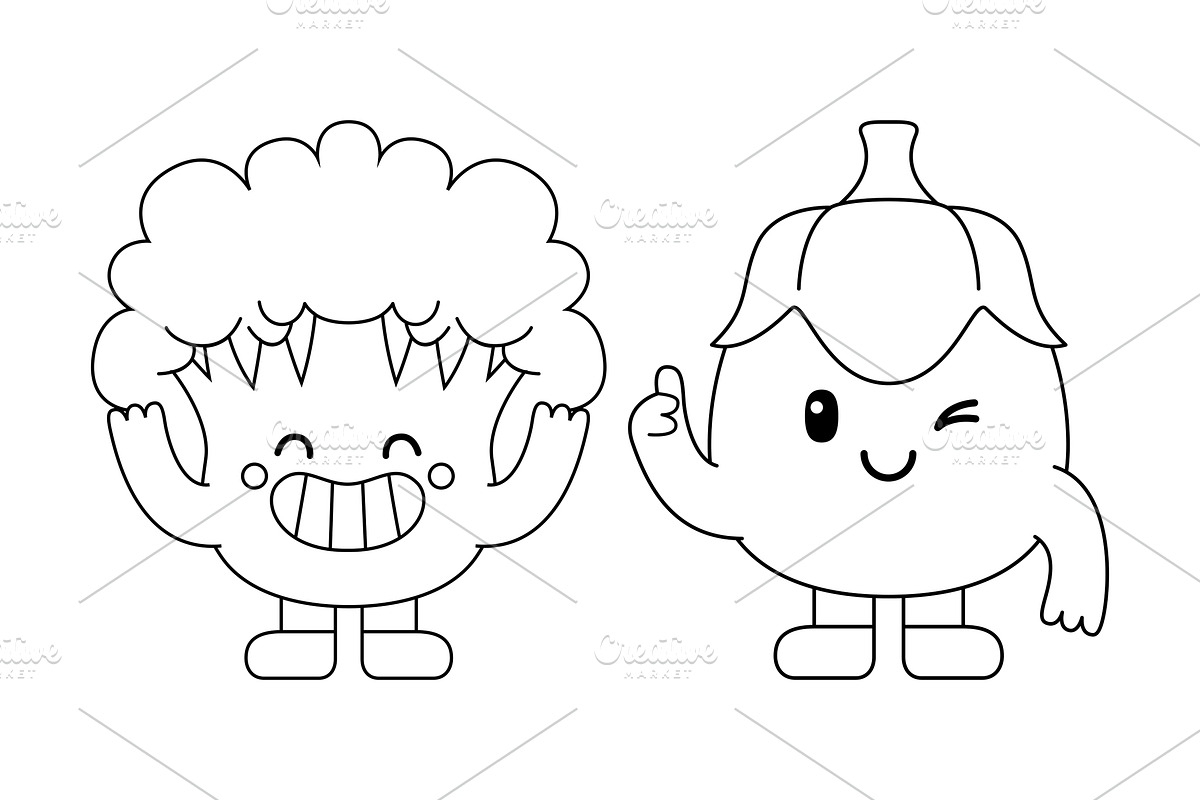 Kawaii Veggies Coloring Book 01, an Education Illustration by MEDZ (Photo 3 of 3)
