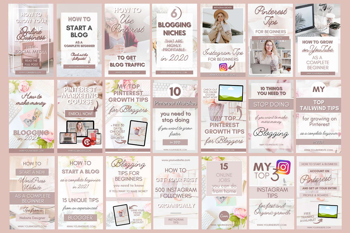 65+ Pinterest Templates + 3 BONUSES, a Social Media Template by SocialStyleTemplates (Photo 2 of 8)