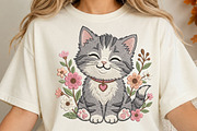 Cute Floral Cat PNG, an Object Illustration by DreamCafeArt (Thumbnail 4 of 6)