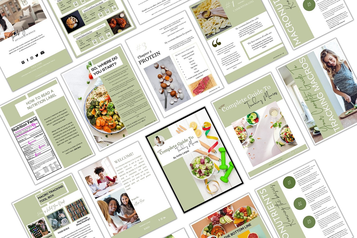 Macronutrients tracking Guide, Ebook, a Books & Magazine Mockup by Millennials Marketing (Photo 2 of 9)